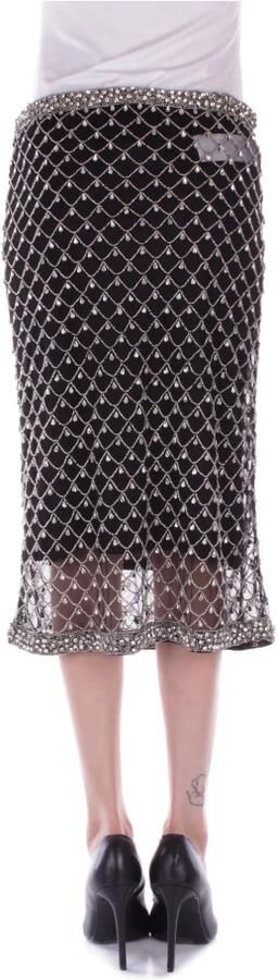 Pinko Zwarte Rok met Rits en Strass Details Black Dames