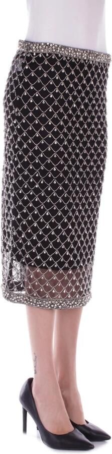 Pinko Zwarte Rok met Rits en Strass Details Black Dames - Foto 4