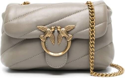Pinko Quilted leren schoudertas in beige Dames
