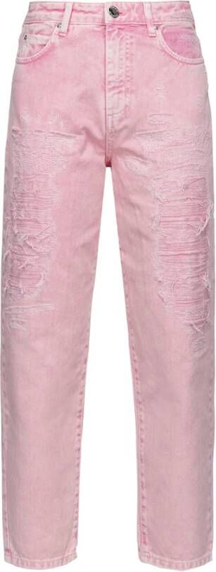 Pinko Gescheurde Denim Jeans Pink Dames