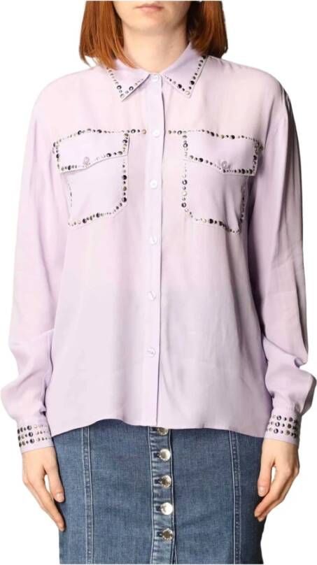 Pinko Relaxed Crepe Shirt 1G15Mu Y6Wb Paars Dames