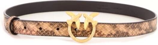 Pinko Thin python-print Love Birds leather belt Beige Dames