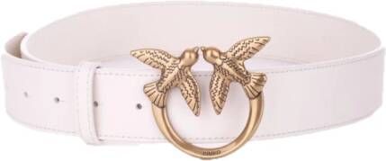 Pinko Hoog Taille Zacht Leren Riem met Love Birds Diamond Cut Gesp Wit Dames - Foto 15