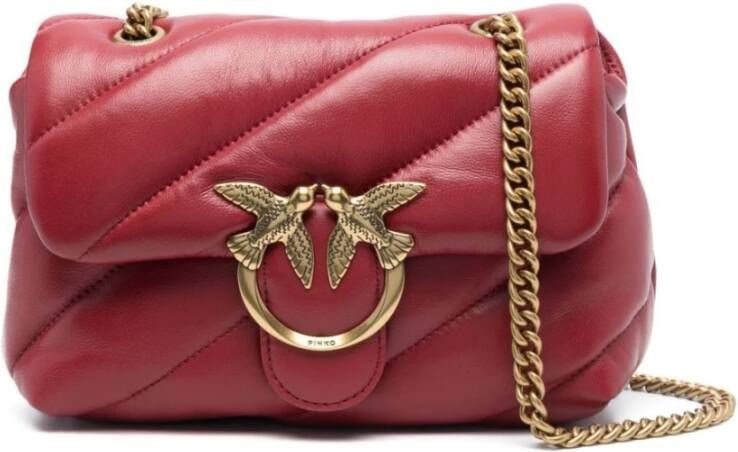 Pinko Maxi Oblique Gewatteerde Love Birds Schoudertas Red Dames