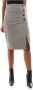 Pinko Herringbone Midi Rok met Wrap Paneel Beige Dames - Thumbnail 3