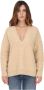 Pinko Beige V-Hals Trui met Logo Beige Dames - Thumbnail 1