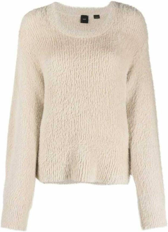 Pinko Ribbed teddy-effect pullover Beige Dames