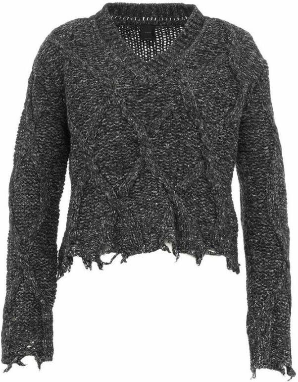 Pinko Gibson Sweater Soft Mouline Maxi Losanga Grijs Dames