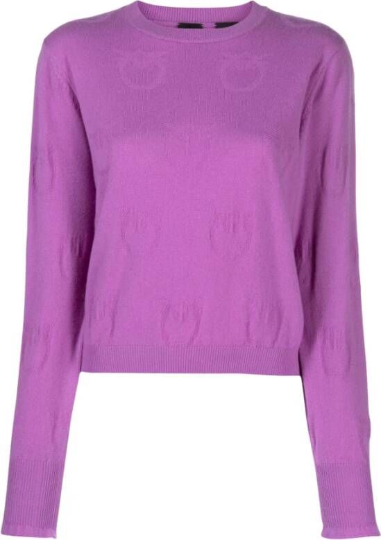 Pinko Paarse Jacquard Sweatshirt Aw23 Purple Dames