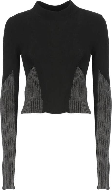 Pinko Zwarte Geribbelde Trout Sweater Black Dames