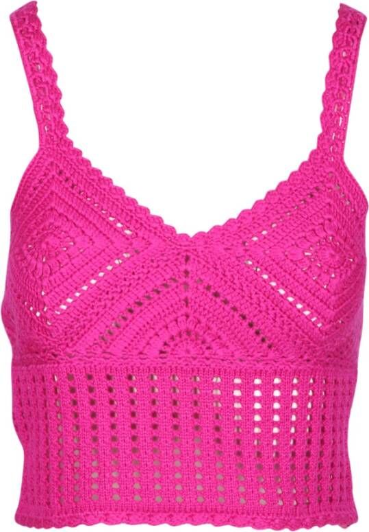 Pinko Gehaakte Gebreide Top Winterstijl Pink Dames