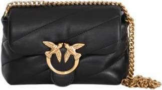 Pinko Zwarte schoudertas van schapenleer met goudkleurige hardware Black Dames - Foto 14