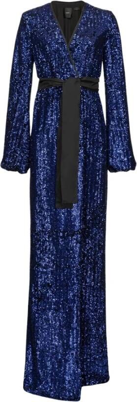Pinko Pailletten geborduurde wikkeljurk Blue Dames