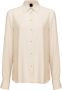 Pinko Smorzare 37 Camicia Crepe DE Chine Jacquard Logo Beige Dames - Thumbnail 1