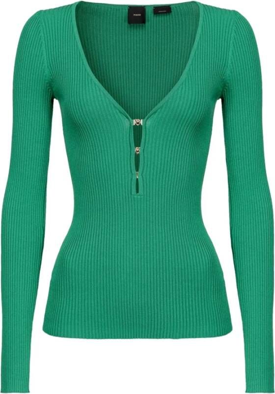 Pinko Lange mouwen blouse met V-hals Green Dames