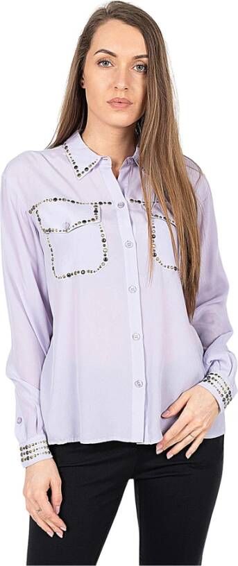 Pinko Relaxed Crepe Shirt 1G15Mu Y6Wb Paars Dames