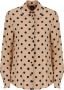 Pinko Klassieke Jacquard Polka Dot Blouse Beige Dames - Thumbnail 1