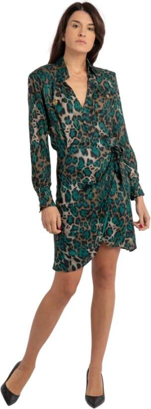 Pinko Wrap dress with dotted camouflage motif Groen Dames