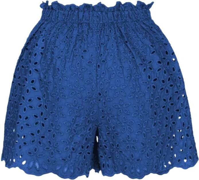 Pinko Solare Shorts Cotone Ricamo Sangallo Blauw Dames