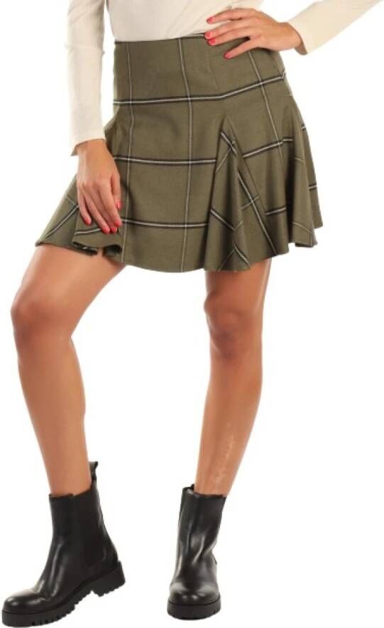 Pinko Geruite Flanellen Rok Met Elastiek En Voering Green Dames
