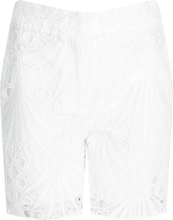 Pinko Shorts met hoge taille en geborduurd patroon White Dames