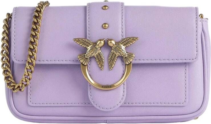 Pinko Paarse Love Tas met Leren en Metalen Details Purple Dames
