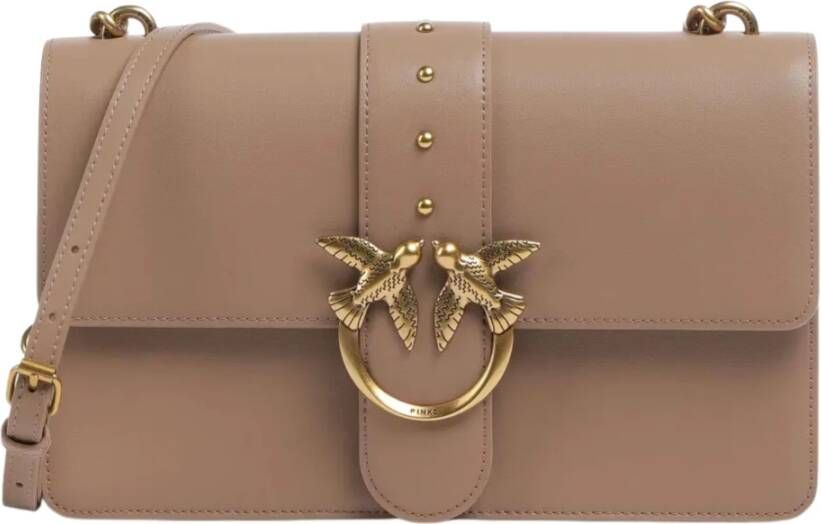 Pinko Klassieke Love Set in Vitello Seta Brown Dames