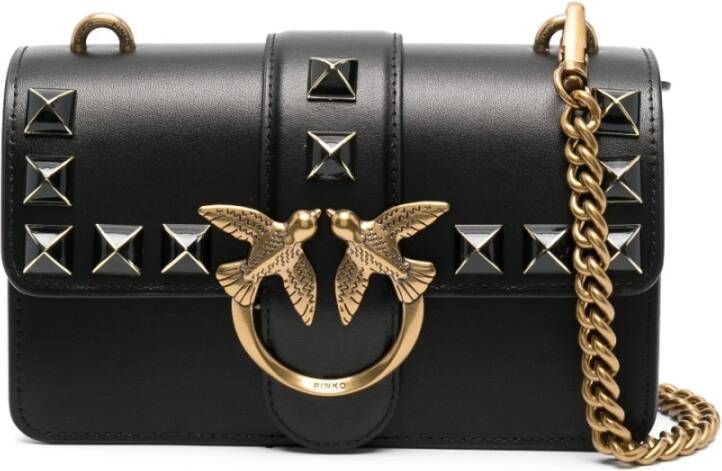 Pinko Zwarte Love ONE Mini CL Vitello Seta + Geschilderde Studs Tas Black Dames - Foto 6