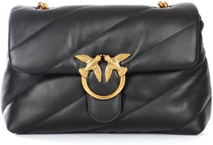 Pinko Zwarte Leren Crossbody Tas met Gouden Decoratieve Gesp Black Dames - Foto 9