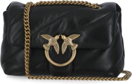 Pinko Leren schoudertas met afneembare kettingriem Black Dames - Foto 14