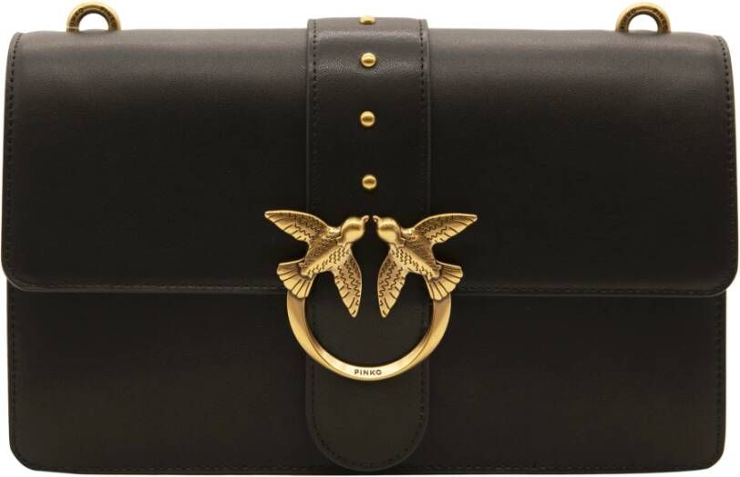Pinko Klassieke Love Tas met Interne Verdeling en Gouden Logo Black Dames - Foto 2