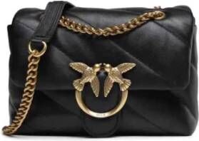 Pinko Leren schoudertas met afneembare kettingriem Black Dames - Foto 17
