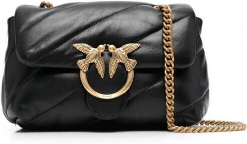 Pinko Leren schoudertas met afneembare kettingriem Black Dames - Foto 13