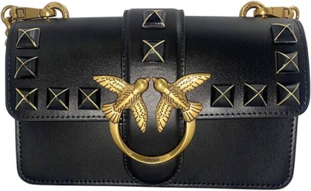 Pinko Zwarte Love ONE Mini CL Vitello Seta + Geschilderde Studs Tas Black Dames - Foto 9