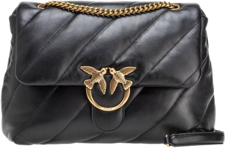 Pinko Gewatteerde Schapen Nappa Handtas Iconisch Logo Black Dames - Foto 10