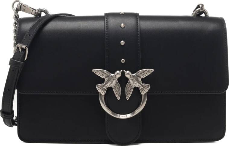 Pinko Klassieke Vitello Seta Schoudertas met Iconische Logo Studs White Dames - Foto 4