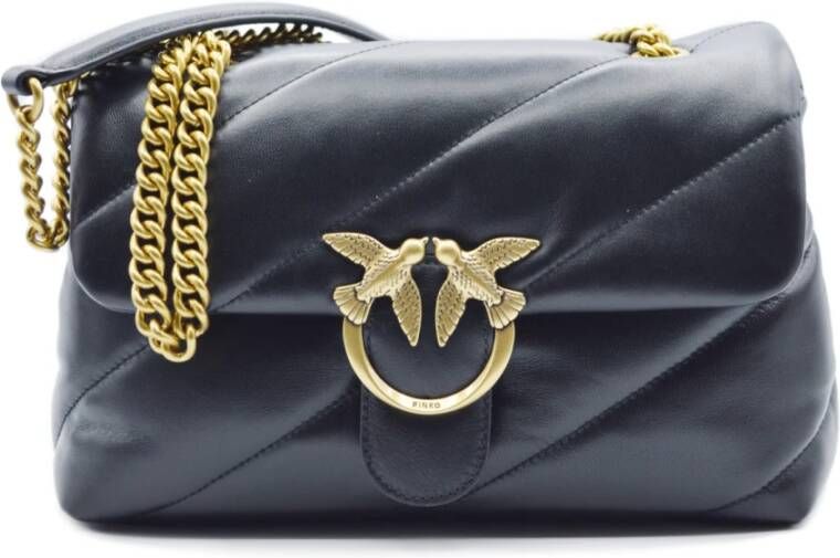 Pinko Zwarte Leren Crossbody Tas met Gouden Decoratieve Gesp Black Dames - Foto 6