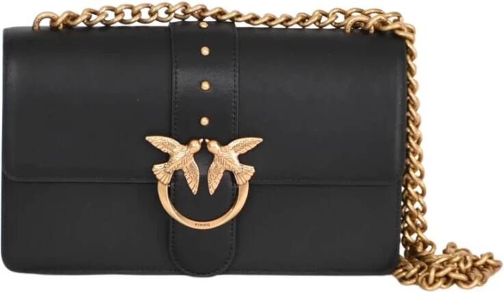 Pinko Klassieke Love Tas met Interne Verdeling en Gouden Logo Black Dames - Foto 6