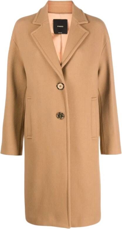 Pinko Beige Jas met Inkeping Revers Beige Dames