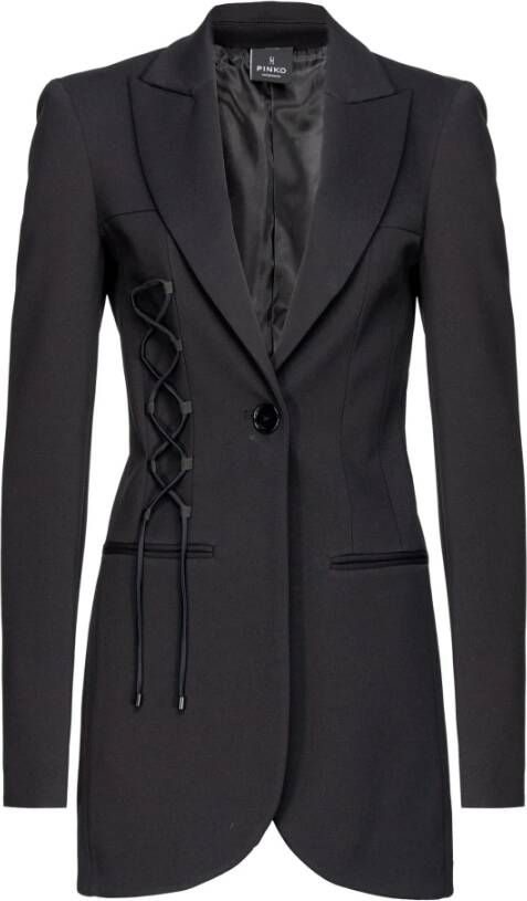 Pinko Zwarte Blazer met Gekruist Band Detail Black Dames