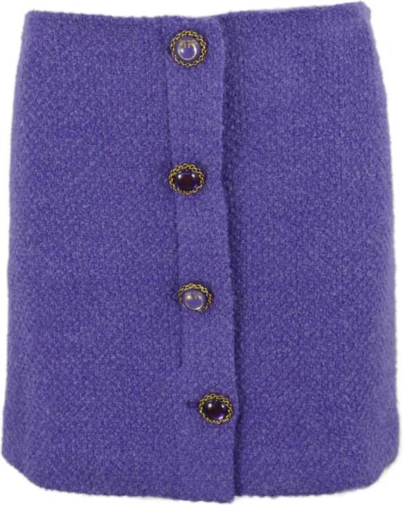 Pinko Minirok bouclé met knopen Purple Dames