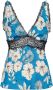 Pinko Trovato Top Donna Jaquard Stampa Fiore Grafico Colore Turchese Burro Nero Blauw Dames - Thumbnail 3