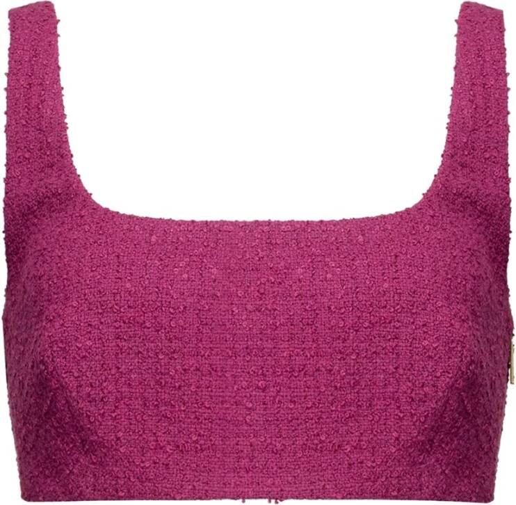 Pinko Bouclé Katoen Mouwloze Aansluitende Top Purple Dames