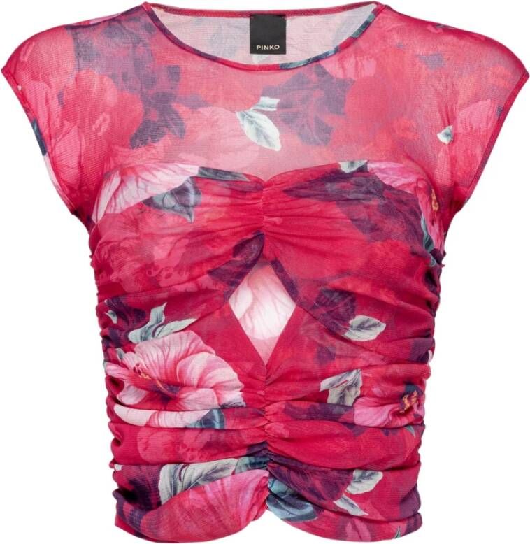 Pinko Hibiscus Bloemenprint Crop Top Pink Dames
