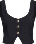 Pinko Zwarte Stretch Crepe Crop Vest Black Dames - Thumbnail 1