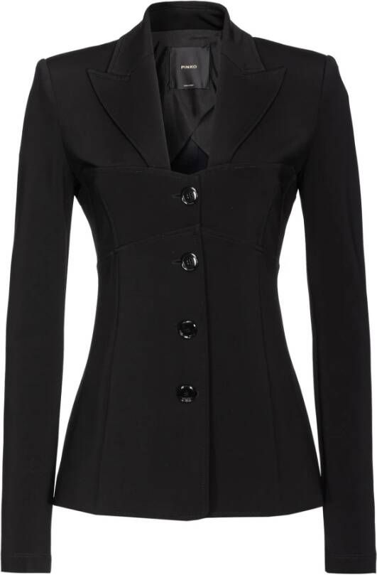 Pinko Zwarte getailleerde jas voor dames Black Dames