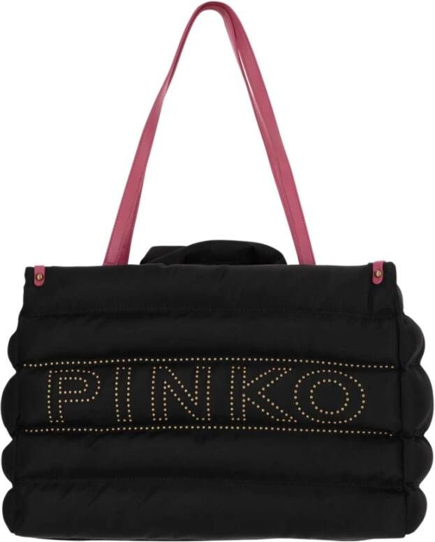Pinko Gewatteerde nylon tas met afneembare leren band Black Dames
