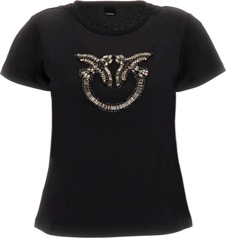 Pinko Stijlvolle T-Shirt voor Mannen en Vrouwen Zwart Dames