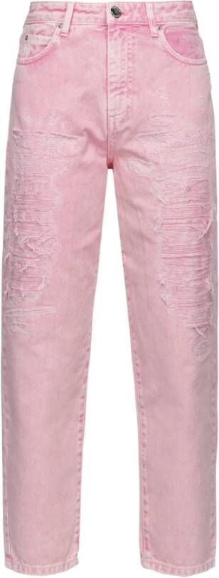 Pinko Gescheurde Denim Jeans Pink Dames