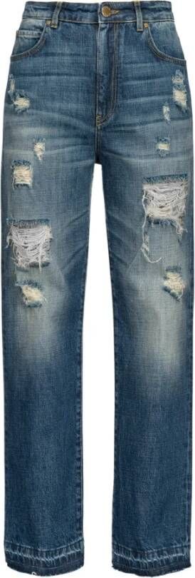 Pinko Sveva 10 Straight Pj783 Dirty Used Denim Blauw Dames